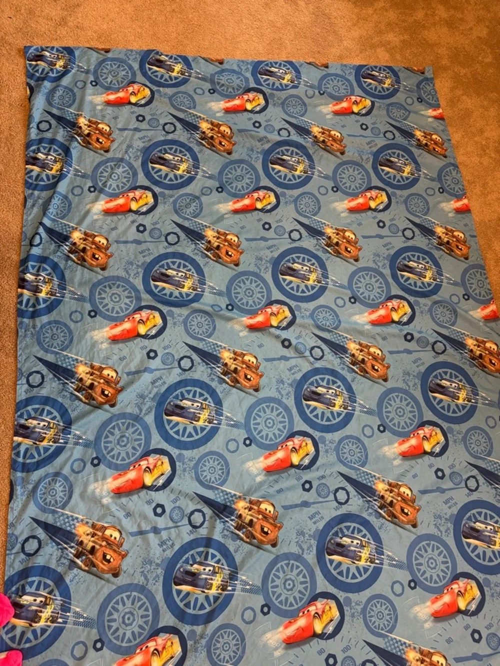 Disney Pixar Cars 2 Mater Lighting McQueen Twin Flat Sheet and One Pillowcase